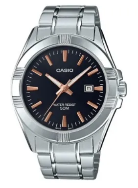 [MTP1308D1A2] CASIO RELOJ MTP-1308D-1A2 ESFERA NEGRA / COBRE