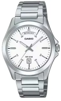 CASIO RELOJ MTP-1370D-7A3 ESFERA BLANCA / ACERO