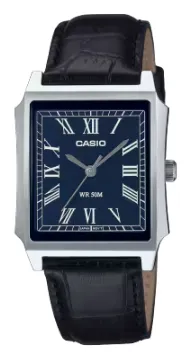 CASIO RELOJ MTP-B190L-2B ESFERA AZUL / CORREA PIEL NEGRA