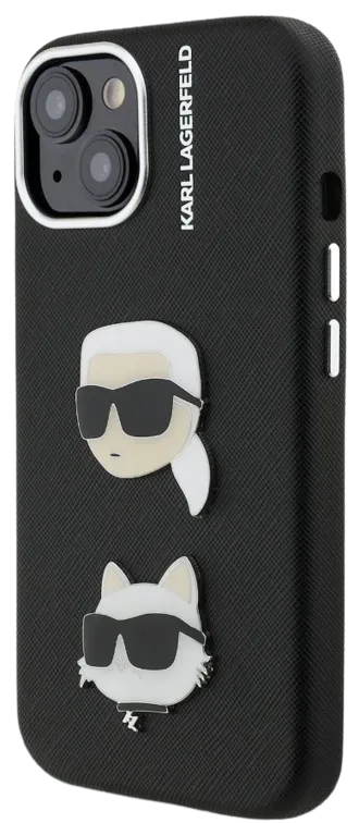 [KLHCP15SPSFDHPK] KARL LAGERFELD CARCASA GRAINED K&C HEADS IPHONE 15 NEGRO