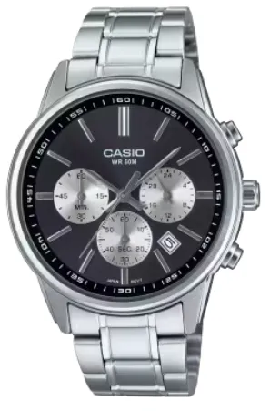 [MTPE515D1A] CASIO RELOJ MTP-E515D-1A ESFERA NEGRA / ACERO