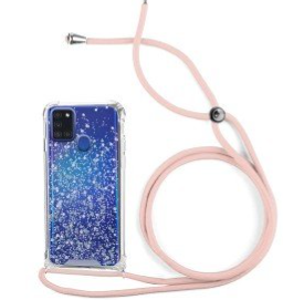 GOOSPERY FUNDA MERCURY TRANSPARENTE CON CORDON SAMSUNG A21S ROSA Y AMARILLO