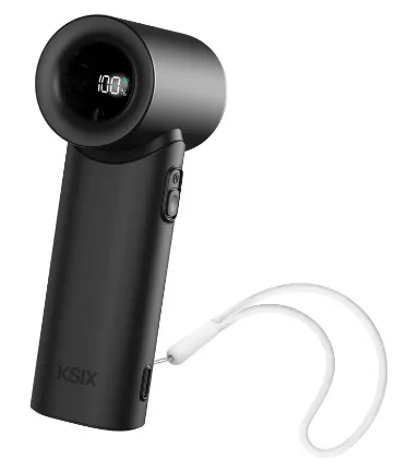 KSIX VENTILADOR PORTÁTIL AIRGO TURBO / CON PATALLA 17,400 RPM NEGRO