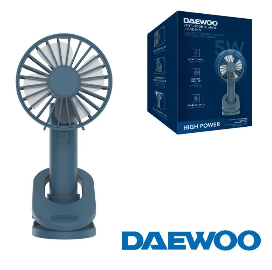 DAEWOO VENTILADOR MANO / RECARGABLE / 5W AZUL
