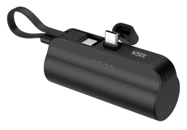 KSIX BATERIA AUXILIAR MINI / CABLE USB-C & SOPORTE INTEGRADO / 5000 mAh