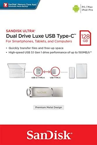 SANDISK PENDRIVE DUAL DRIVE LUXE TYPE C - USB 128GB
