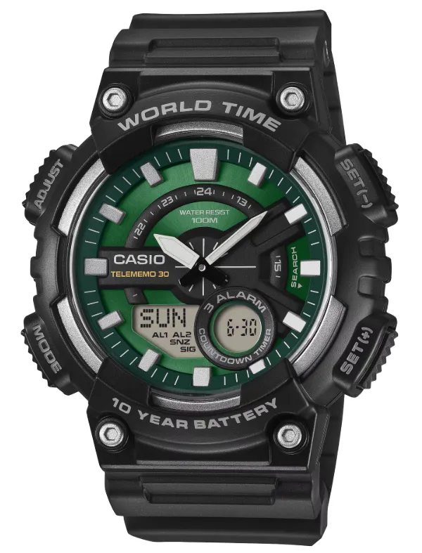 [AEQ110W3A2] CASIO RELOJ AEQ-110W-3A2 NEGRO/VERDE