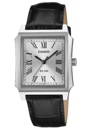 [MTPB190L7B] CASIO RELOJ MTP-B190L-7B ESFERA PLATEADA/ CORREA PIEL NEGRA