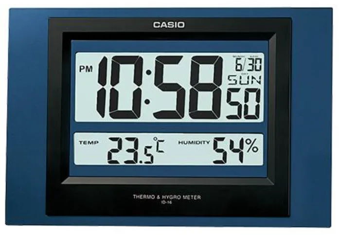 [ID16S2DF] CASIO RELOJ DE PARED DIGITAL ID-16S-2DF CON TERMÓMETRO / MEDICIÓN HUMEDAD