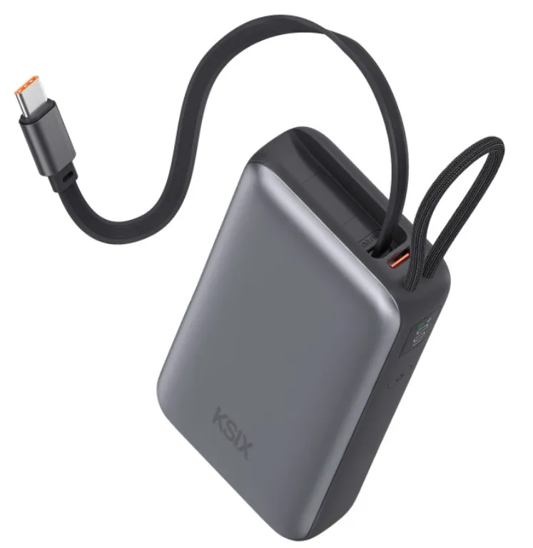 [BPB10PD35RG] KSIX BATERIA AUXILIAR 10000mAh PD 35W / DISPLAY + CABLE RETRÁCTIL USBc