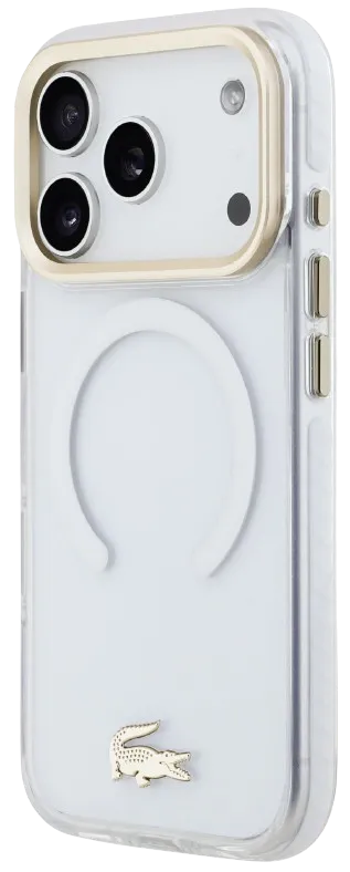 LACOSTE CARCASA MAGSAFE SHOCKPROOF IPHONE 18 PRO MAX DORADO/BLANCO
