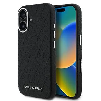 [KLHMP16SPGKLFOFK] KARL LAGERFELD CARCASA GRAINED LOGO IPHONE 16 NEGRO