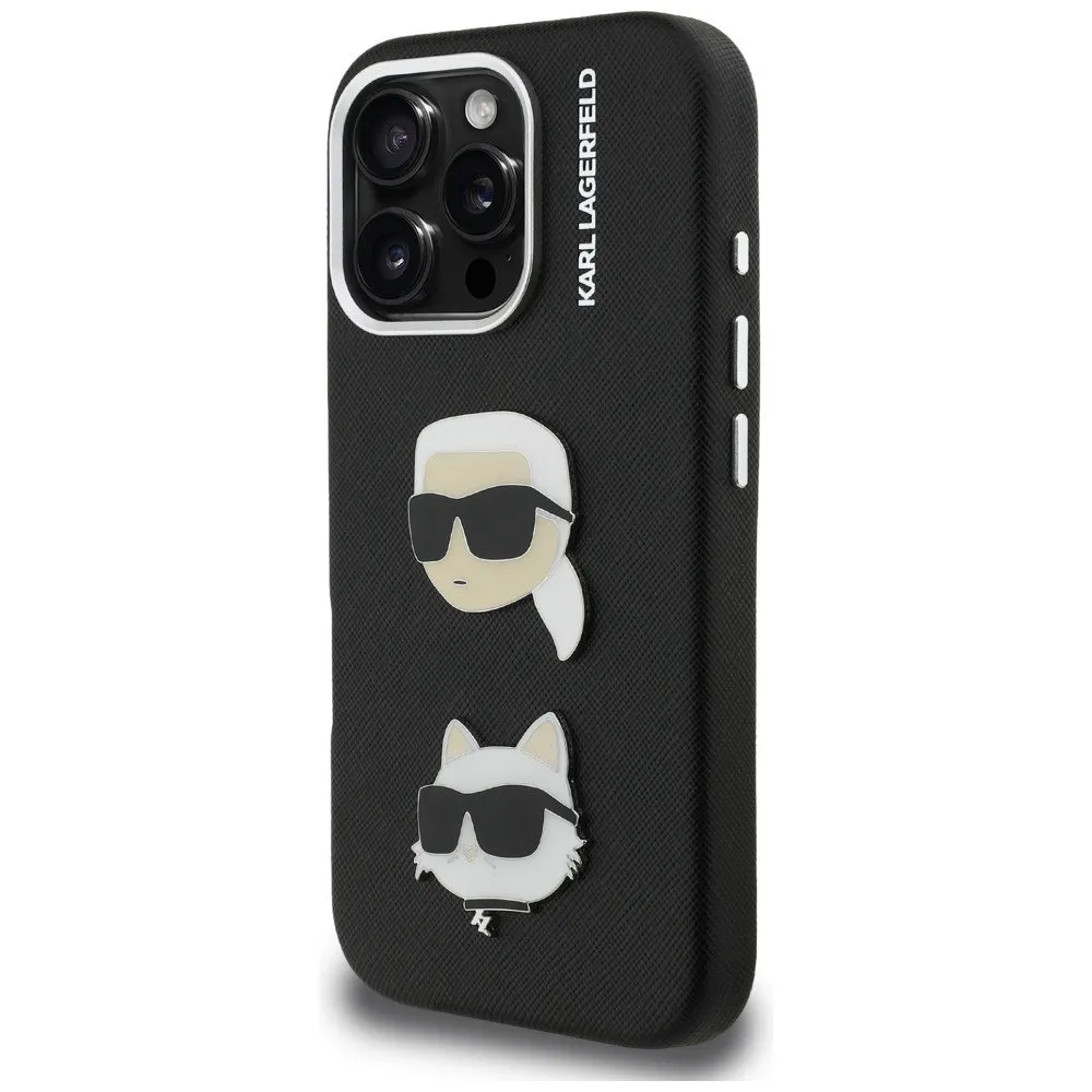 [KLHCP16LPSFDHPK] KARL LAGERFELD CARCASA GRAINED K&C HEADS IPHONE 16 PRO NEGRO