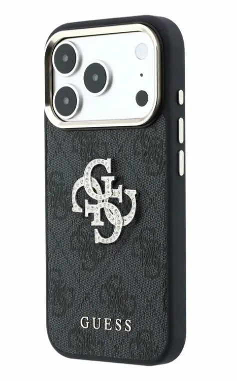 GUESS CARCASA 4G STRASS DIAMOND LOGO IPHONE 18 PRO MAX/17 PRO MAX GRIS