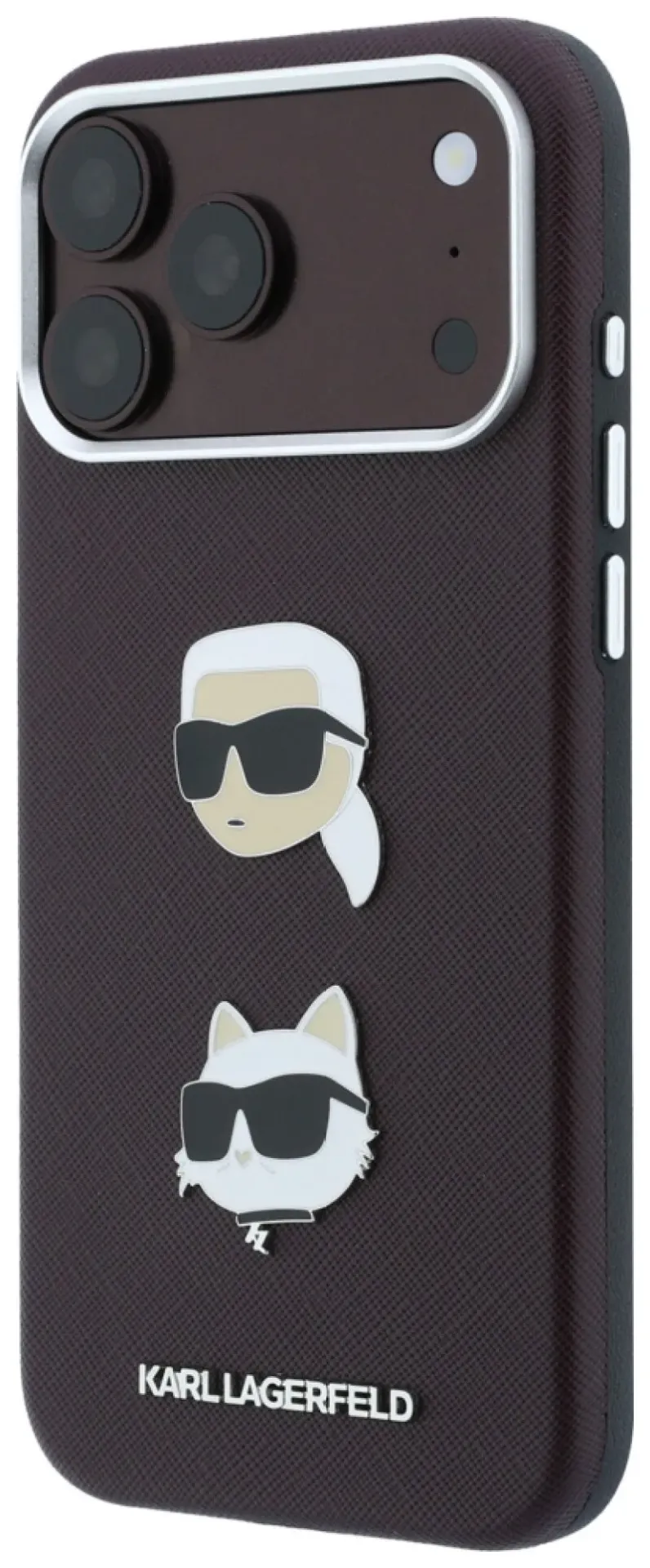 KARL LAGERFELD CARCASA GRAINED K&C HEADS IPHONE 18 PRO/17 PRO BURDEOS