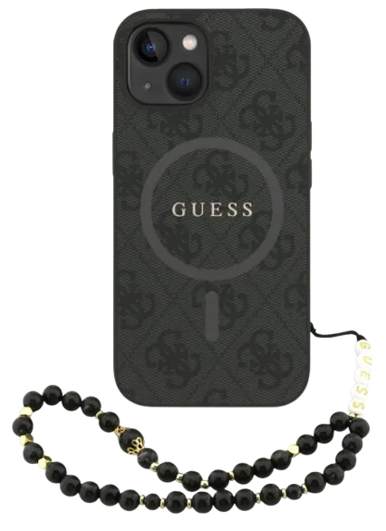 GUESS CARCASA MAGSAFE RING STRAP IPHONE 13 NEGRO