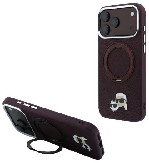 [KLHMP18XPSRSKCHR] KARL LAGERFELD CARCASA MAGSAFE SOPORTE 360º K&C PIN IPHONE 18 PRO MAX/17 PRO MAX BURDEOS
