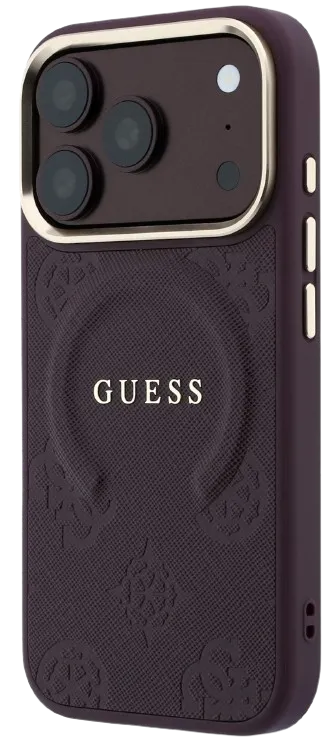 [GUHMP18XPSAMSECU] GUESS CARCASA MAGSAFE SAFFIANO PEONY RING IPHONE 18 PRO MAX/17 PRO MAX BURDEOS