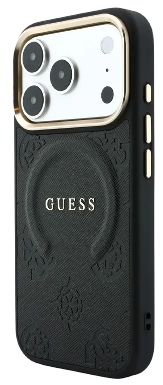 [GUHMP18XPSAMSECK] GUESS CARCASA MAGSAFE SAFFIANO PEONY RING IPHONE 18 PRO MAX/17 PRO MAX NEGRO