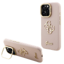 GUESS CARCASA GRAINED 4G SOPORTE CAMARA IPHONE 15 PRO ROSA