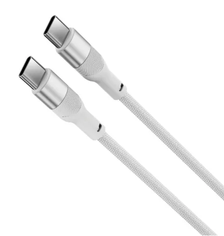 [BCL060WAT03] KSIX CABLE TRENZADO 60W TIPO C - TIPO C 1m BLANCO