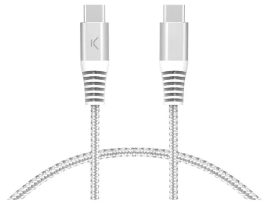 KSIX CABLE TRENZADO 65W TIPO C - TIPO C 2m BLANCO