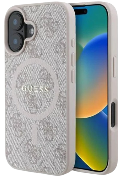 GUESS CARCASA MAGSAFE RING CLASSIC LOGO IPHONE 16 ROSA