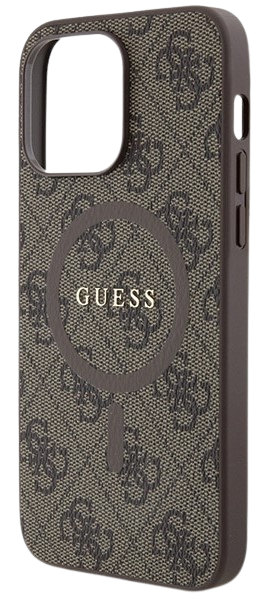 GUESS CARCASA MAGSAFE RING CLASSIC LOGO IPHONE 16 PRO MARRON