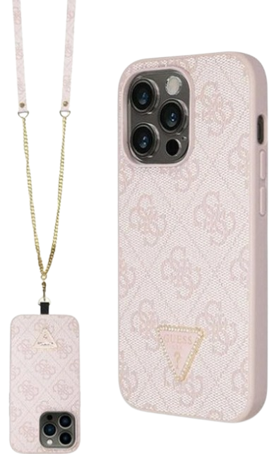 GUESS CARCASA STRASS CROSSBODY IPHONE 16 PRO ROSA