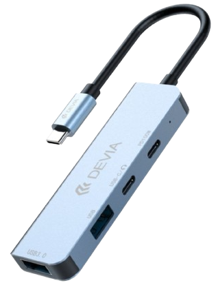 DEVIA HUB 4 EN 1 TIPO C USBx2/ PD 100W/ USB TIPO C v2 GRIS