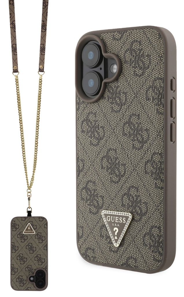 GUESS CARCASA STRASS CROSSBODY IPHONE 16 MARRON