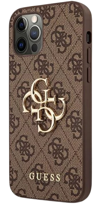 GUESS CARCASA METAL LOGO IPHONE 12 PRO MAX MARRON