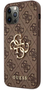 GUESS CARCASA METAL LOGO IPHONE 12 PRO MAX MARRON