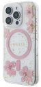 GUESS CARCASA MAGSAFE FLOWERS & GLITTER IPHONE 15 PRO MAX ROSA