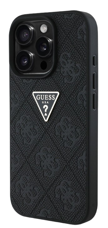 GUESS CARCASA GRAINED 4G STAMP TRIANGLE IPHONE 16 PRO MAX NEGRO