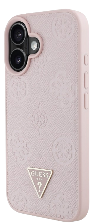 GUESS CARCASA MAGSAFE GRAINED PEONY TRIANGLE IPHONE 16 ROSA