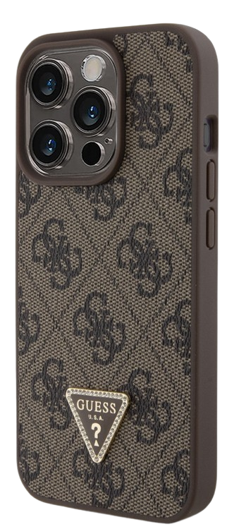 GUESS CARCASA 4G TRIANGLE STRASS IPHONE 15 PRO MARRON