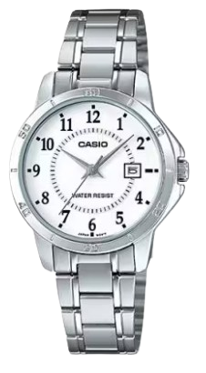 CASIO RELOJ LTP-V004D-7BUDF ESFERA BLANCA / CORREA PLATEADA