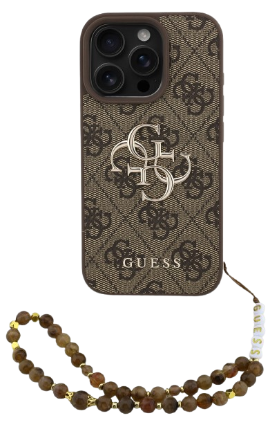 GUESS CARCASA 4G STRAP IPHONE 16 PRO MAX MARRON