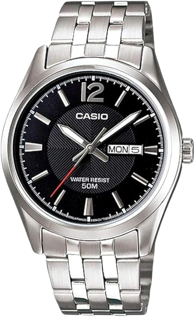 CASIO RELOJ MTP-1335D-1A ESFERA NEGRA / ACERO
