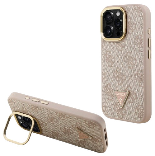 GUESS CARCASA MAGSAFE 4G TRIANGLE SOPORTE CAMARA IPHONE 16 PRO ROSA