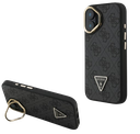 GUESS CARCASA MAGSAFE 4G TRIANGLE SOPORTE CAMARA IPHONE 16 NEGRO