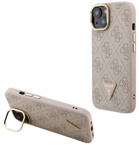 GUESS CARCASA MAGSAFE 4G TRIANGLE SOPORTE CAMARA IPHONE 15 ROSA