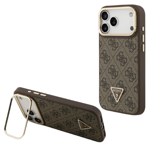 GUESS CARCASA MAGSAFE 4G TRIANGLE SOPORTE CAMARA IPHONE 17 PRO MAX MARRON