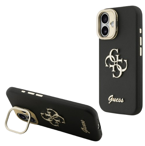 GUESS CARCASA GRAINED 4G SOPORTE CAMARA IPHONE 17 NEGRO