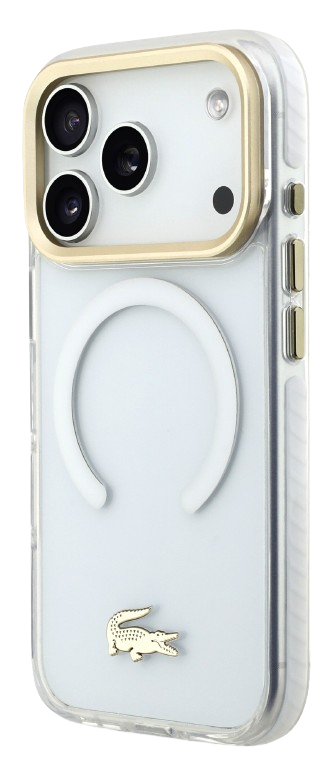 LACOSTE CARCASA MAGSAFE SHOCKPROOF IPHONE 17 PRO MAX DORADO/BLANCO