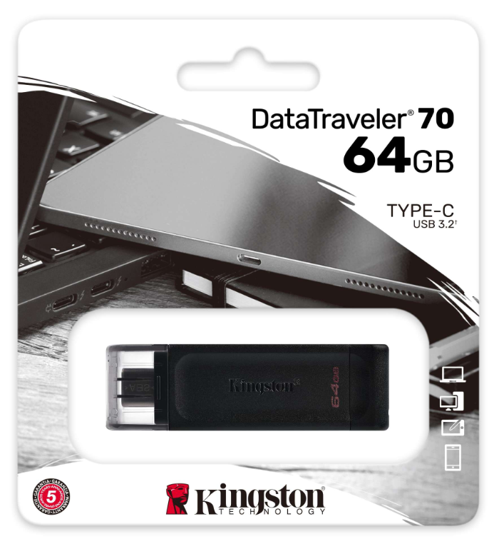 KINGSTON  PENDRIVE 64GB DATA TRAVELER 70 TYPE C