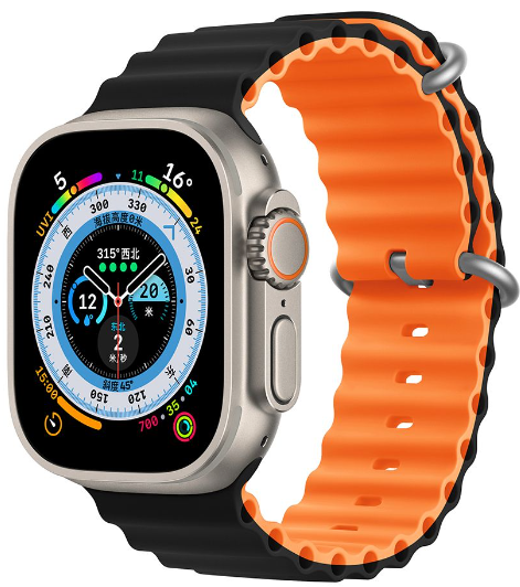 DEVIA CORREA SILICONE TWO-TONE SPORT6 APPLE WATCH 38/40/41mm  NEGRO NARANJA