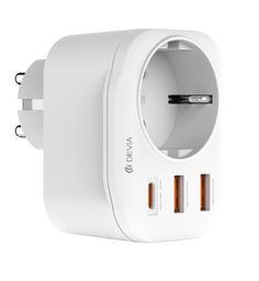 [DSTAPSEU] DEVIA CARGADOR/ENCHUFE TIPO C + 2 USB A