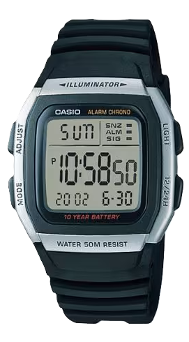 CASIO RELOJ W-96H-1A CAJA ACERO / CORREA NEGRA